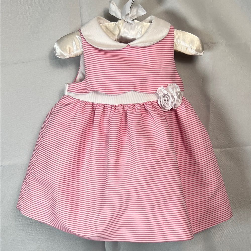 Florence Eiseman Pink and white stripe Party dress size 6 months